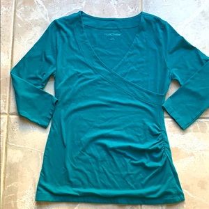💎Soft Surroundings Teal Vneck Wrap Style Top